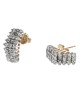 3 Row Diamond Curved Earrings in White and Yellow Gold